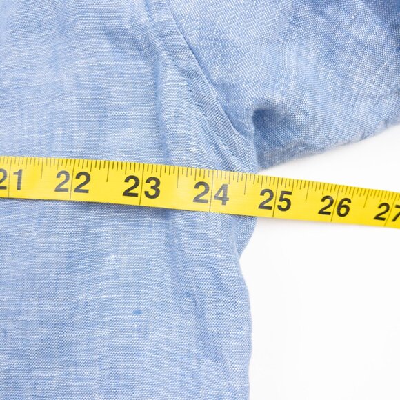 J. Crew Irish Linen Shirt Men's XL Classic Fit Baird McNutt Blue Short Sleeve - Picture 14 of 14